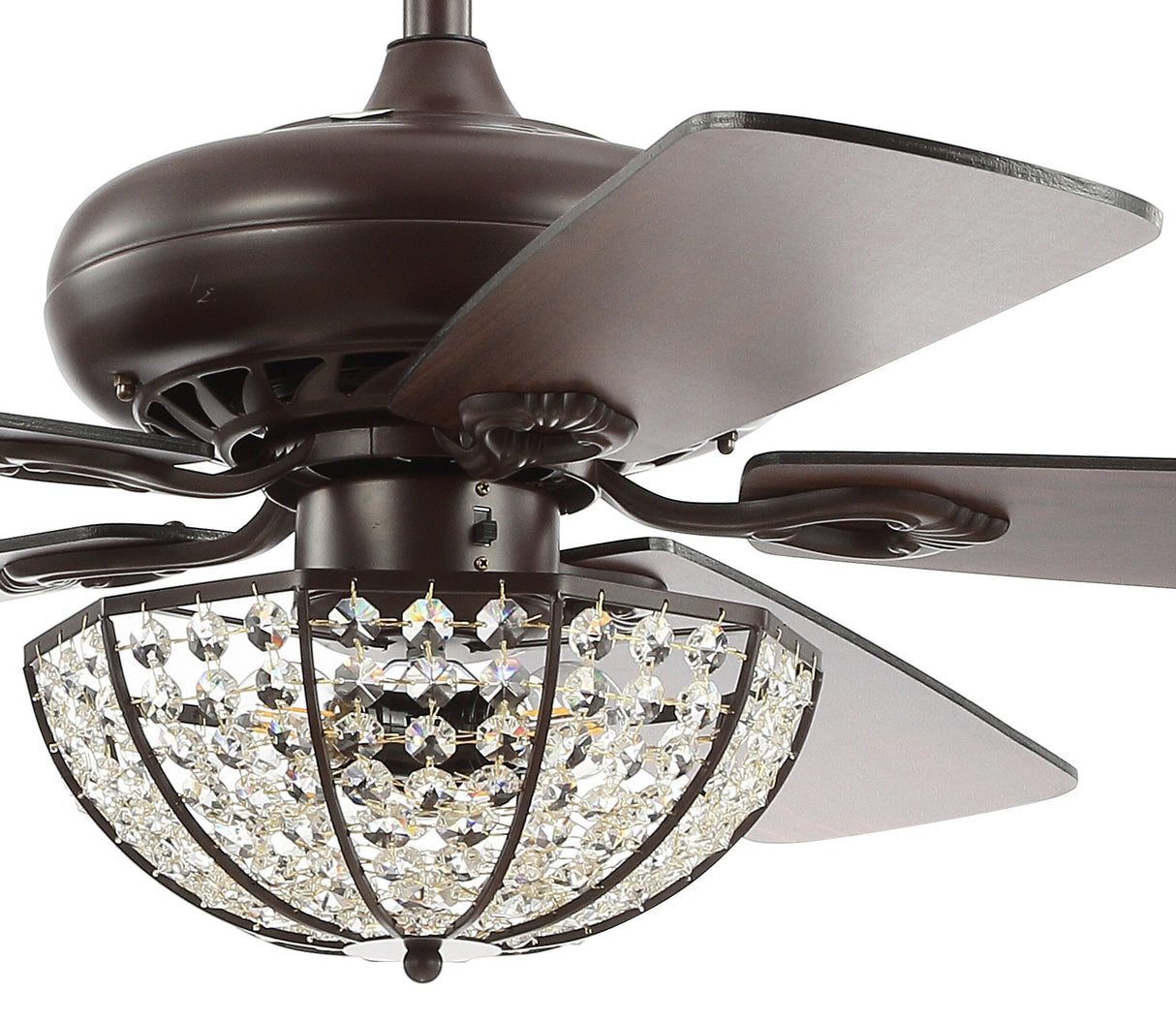 Joanna 3-Light Bronze Crystal LED Ceiling Fan With Remote