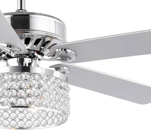Kristie 3-Light Crystal/Metal Modern Glam Drum LED Ceiling Fan With Remote