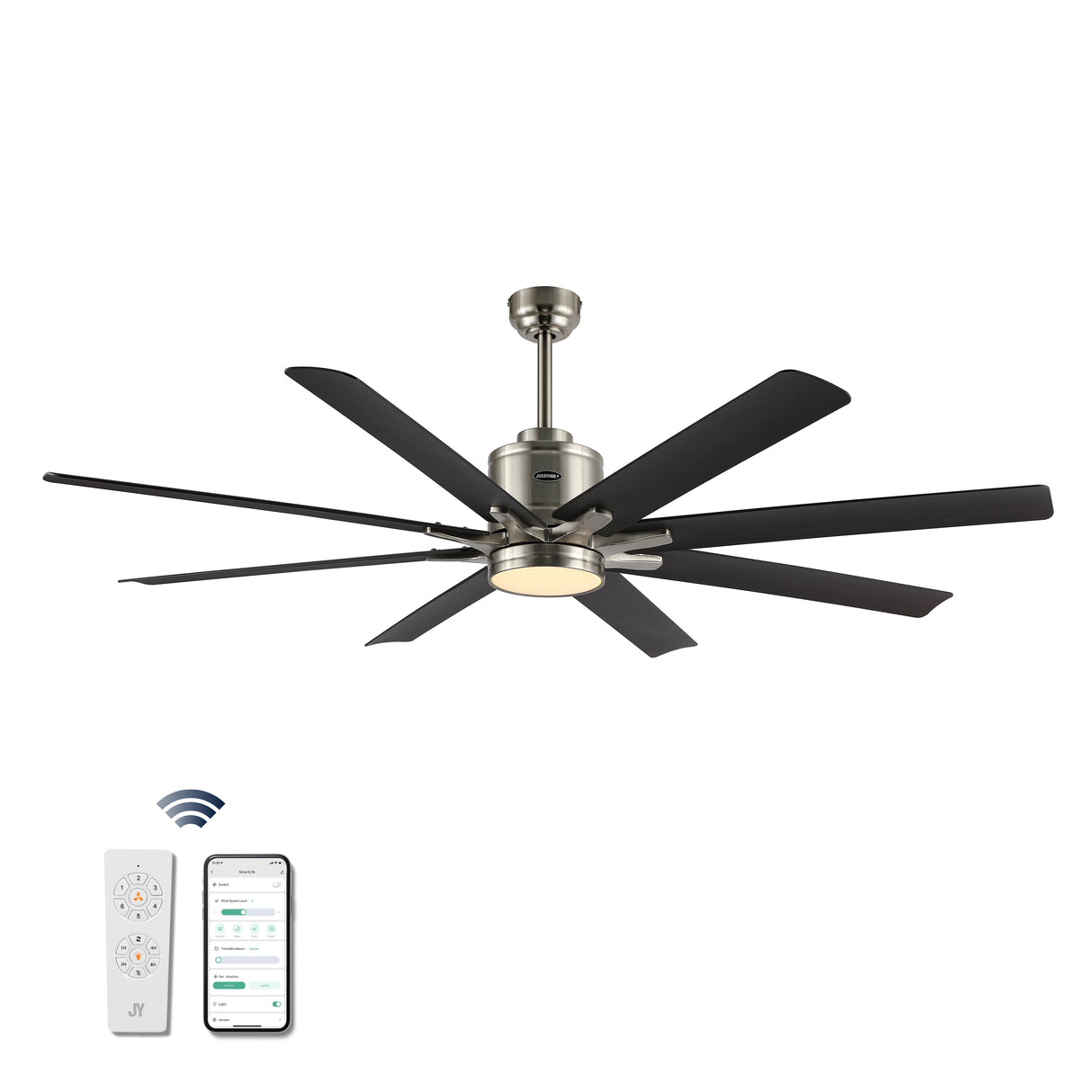 Octo-1-Light-Contemporary-Industrial-Iron/Plastic-Mobile-App/Remote-Controlled-6-Speed-Ceiling-Fan-with-Integrated-LED-Light-Ceiling-Fans