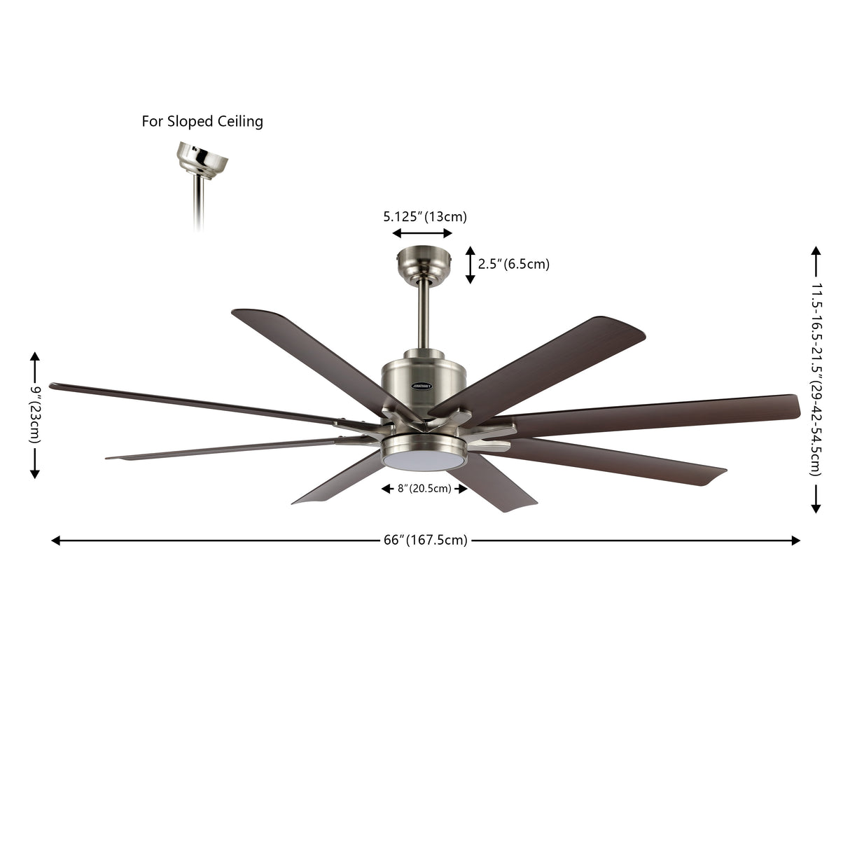 Octo 1-Light Contemporary Industrial Iron/Plastic Mobile-App/Remote-Controlled 6-Speed Ceiling Fan with Integrated LED Light