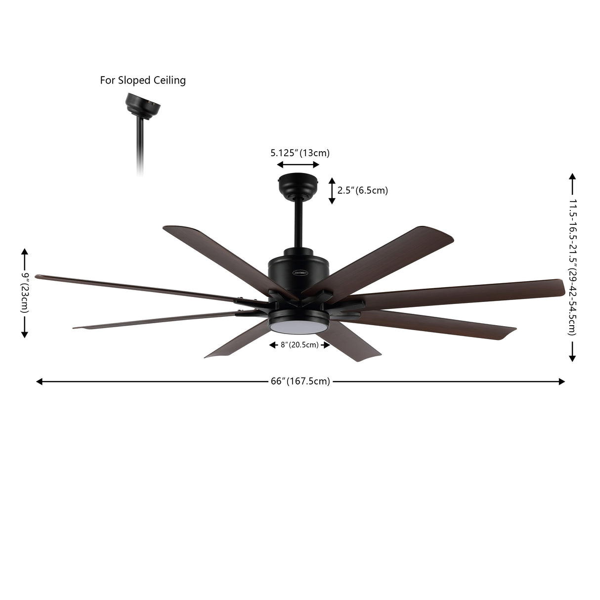 Octo 1-Light Contemporary Industrial Iron/Plastic Mobile-App/Remote-Controlled 6-Speed Ceiling Fan with Integrated LED Light