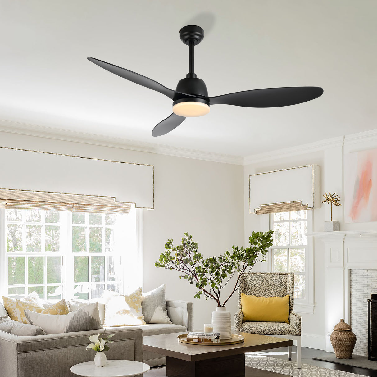 Audie 1-Light Classic Industrial Iron/Plastic Mobile-App/Remote-Controlled 6-Speed Propeller Integrated LED Ceiling Fan
