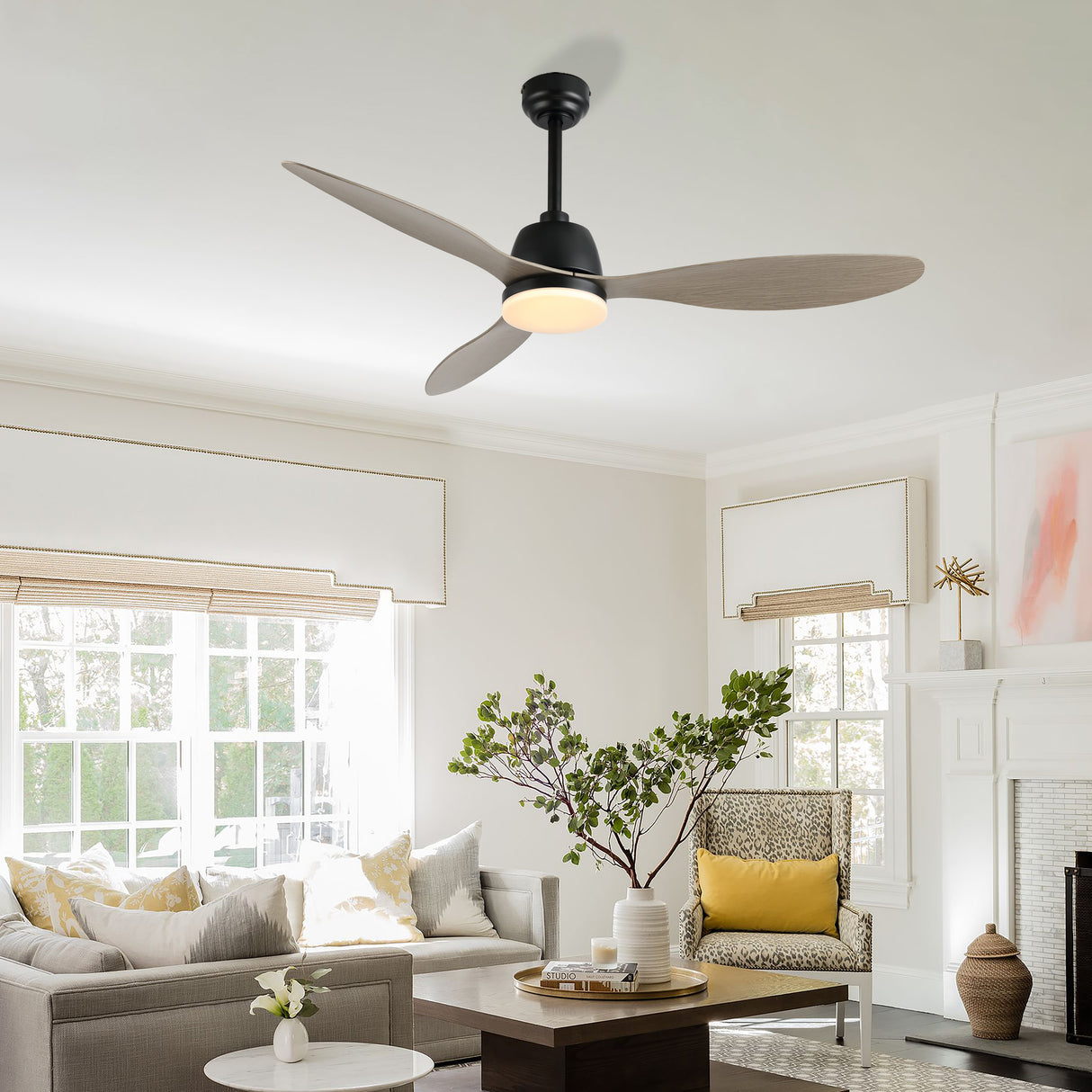 Audie 1-Light Classic Industrial Iron/Plastic Mobile-App/Remote-Controlled 6-Speed Propeller Integrated LED Ceiling Fan
