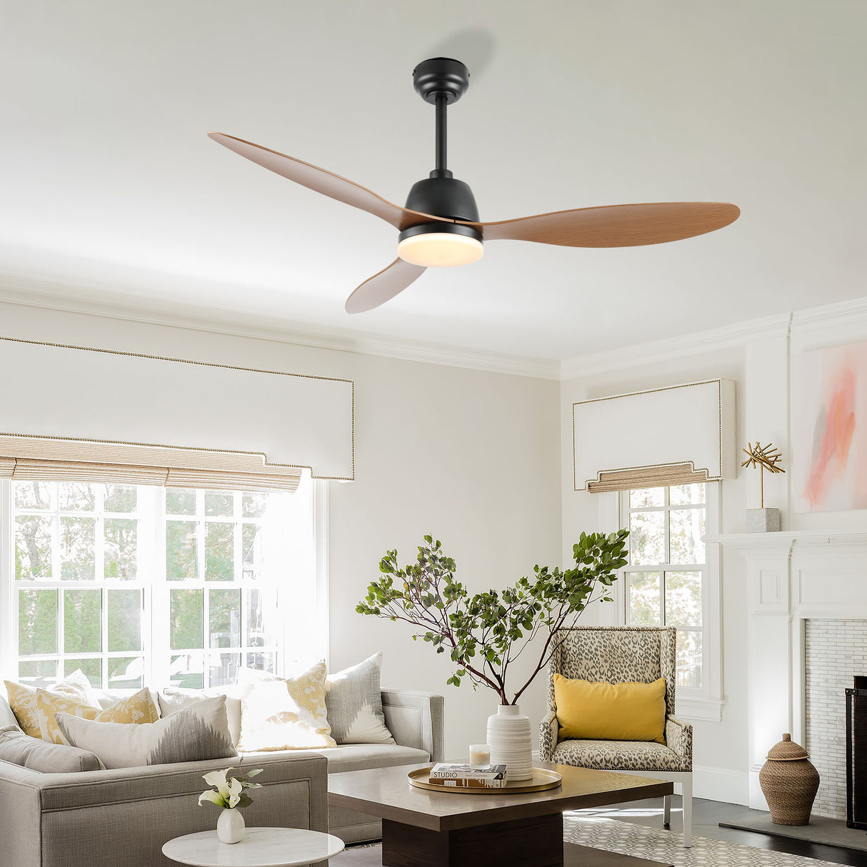 Audie 1-Light Classic Industrial Iron/Plastic Mobile-App/Remote-Controlled 6-Speed Propeller Integrated LED Ceiling Fan