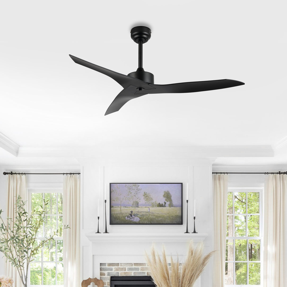 Aldrin Modern Minimalist Iron/Plastic Mobile-App/Remote-Controlled 6-Speed Razor Ceiling Fan