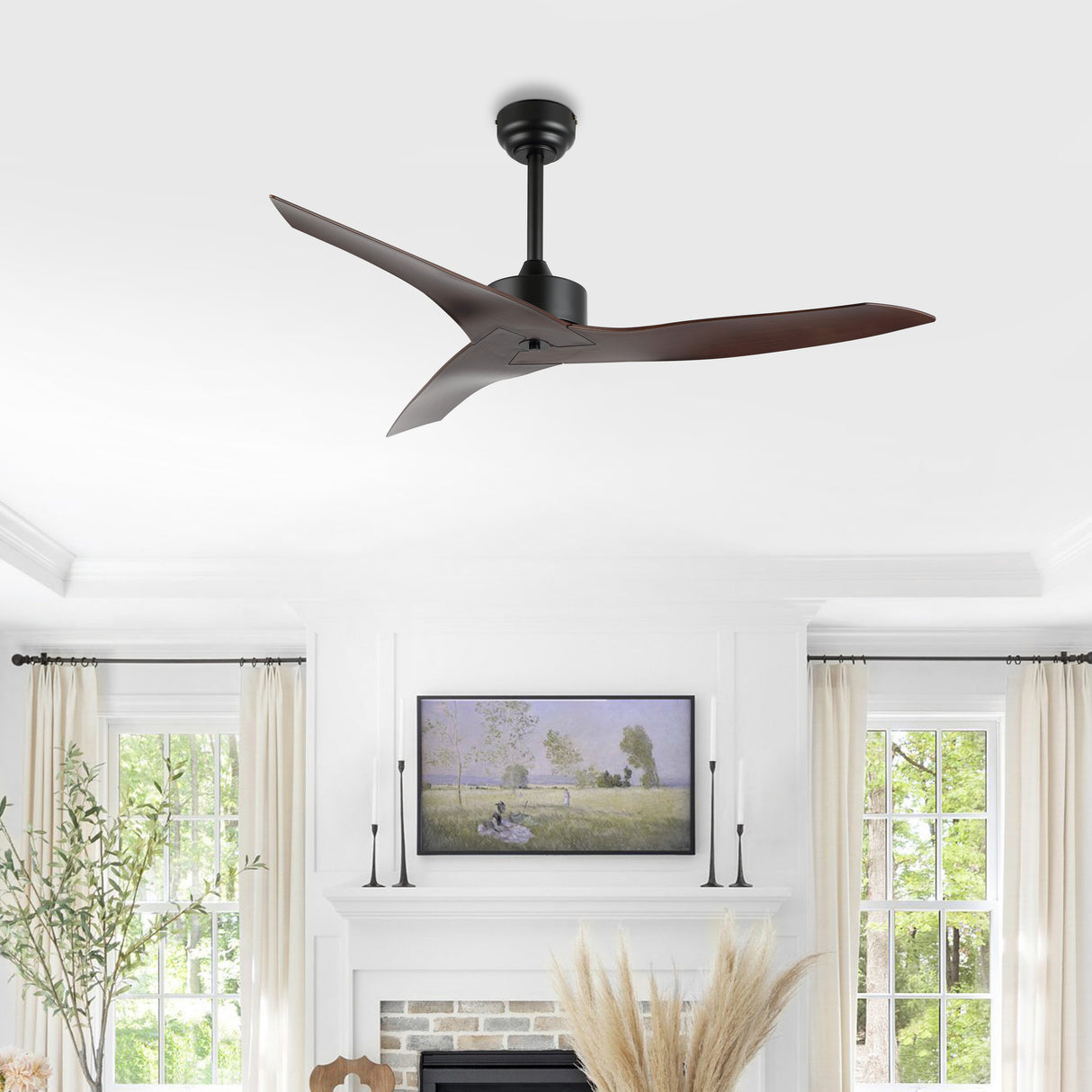 Aldrin Modern Minimalist Iron/Plastic Mobile-App/Remote-Controlled 6-Speed Razor Ceiling Fan
