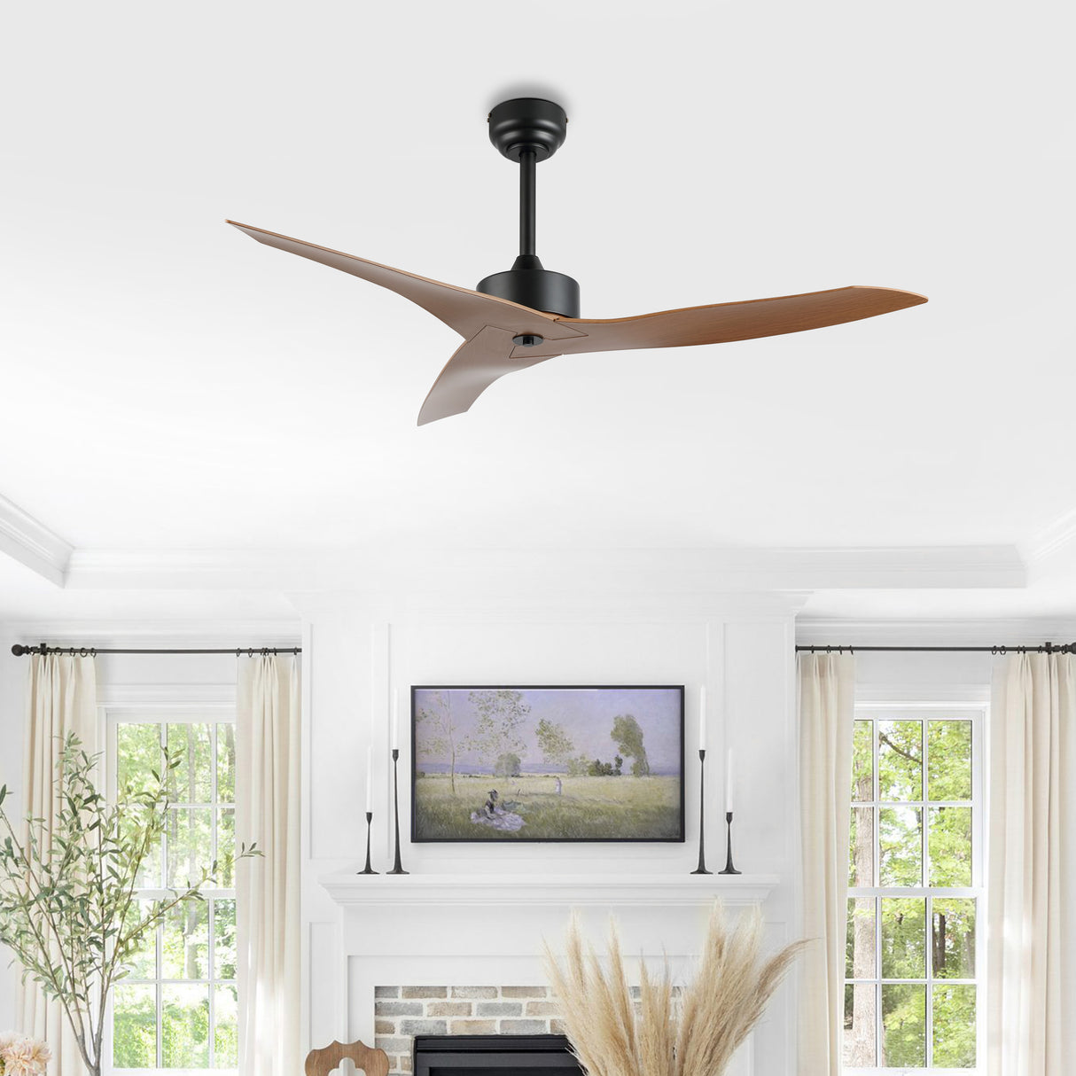 Aldrin Modern Minimalist Iron/Plastic Mobile-App/Remote-Controlled 6-Speed Razor Ceiling Fan