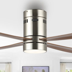 Theo 1-Light Contemporary Minimalist Iron/Acrylic Mobile-App/Remote-Controlled 6-Speed Integrated LED Ceiling Fan