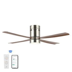 Theo 1-Light Contemporary Minimalist Iron/Acrylic Mobile-App/Remote-Controlled 6-Speed Integrated LED Ceiling Fan
