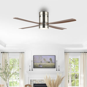 Theo 1-Light Contemporary Minimalist Iron/Acrylic Mobile-App/Remote-Controlled 6-Speed Integrated LED Ceiling Fan