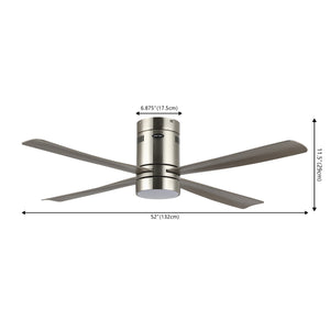 Theo 1-Light Contemporary Minimalist Iron/Acrylic Mobile-App/Remote-Controlled 6-Speed Integrated LED Ceiling Fan
