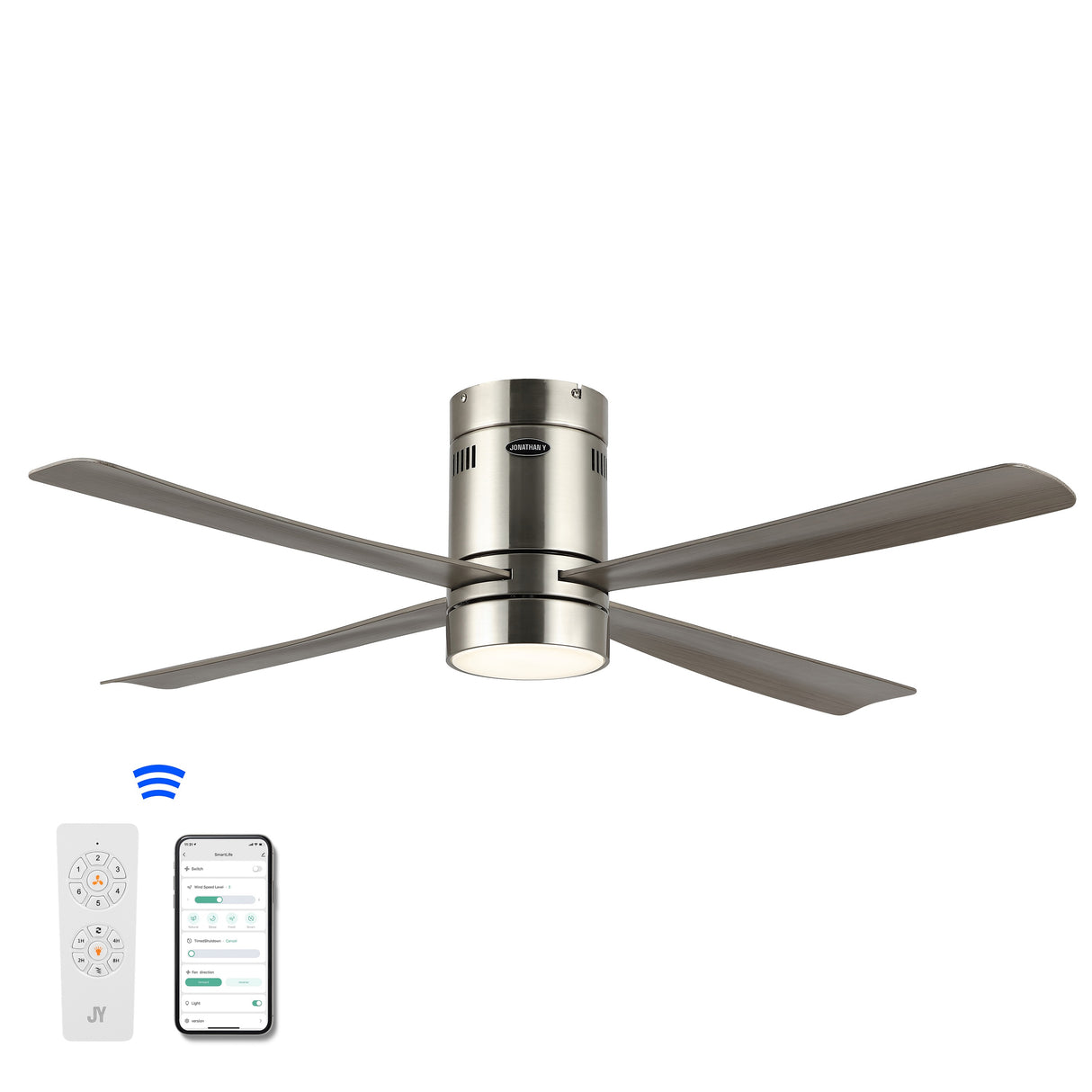 Theo-1-Light-Contemporary-Minimalist-Iron/Acrylic-Mobile-App/Remote-Controlled-6-Speed-Integrated-LED-Ceiling-Fan-Ceiling-Fans