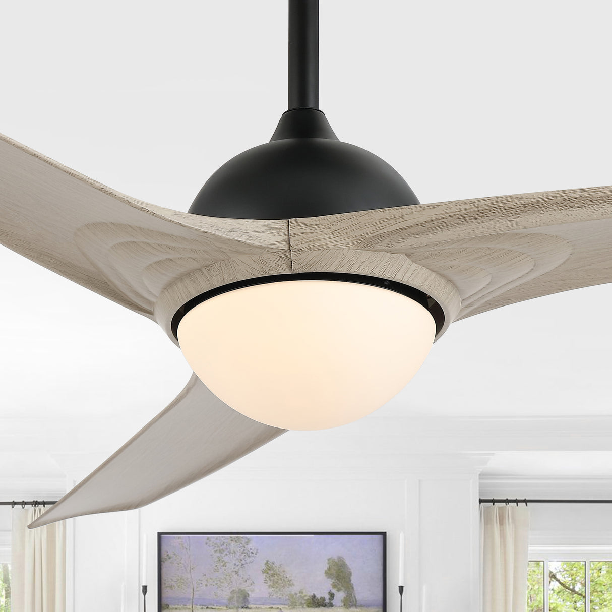 Sully 1-Light Contemporary Industrial Iron/Plastic Mobile-App/Remote-Controlled 6-Speed Propeller Integrated LED Ceiling Fan