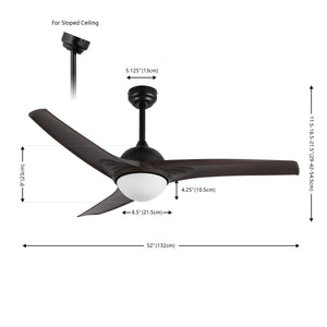 Sully 1-Light Contemporary Industrial Iron/Plastic Mobile-App/Remote-Controlled 6-Speed Propeller Integrated LED Ceiling Fan