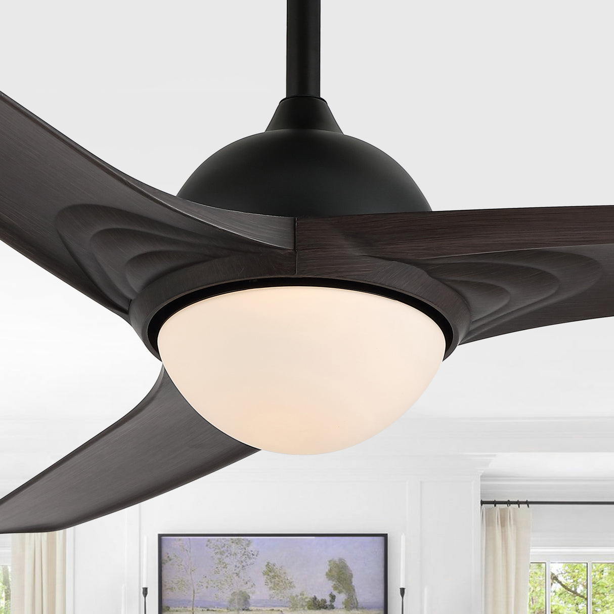 Sully 1-Light Contemporary Industrial Iron/Plastic Mobile-App/Remote-Controlled 6-Speed Propeller Integrated LED Ceiling Fan