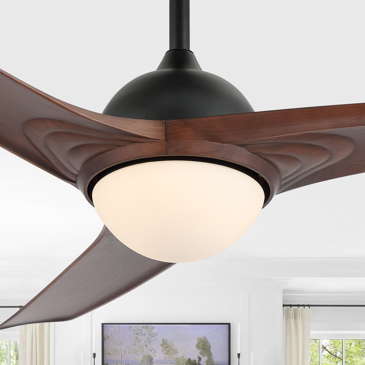 Sully 1-Light Contemporary Industrial Iron/Plastic Mobile-App/Remote-Controlled 6-Speed Propeller Integrated LED Ceiling Fan