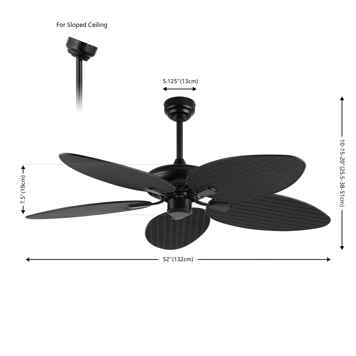 Raffles Bohemian Industrial Iron/Plastic Mobile-App/Remote-Controlled 6-Speed Palm Blade Ceiling Fan