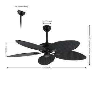 Raffles Bohemian Industrial Iron/Plastic Mobile-App/Remote-Controlled 6-Speed Palm Blade Ceiling Fan