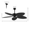 Raffles Bohemian Industrial Iron/Plastic Mobile-App/Remote-Controlled 6-Speed Palm Blade Ceiling Fan