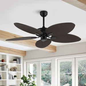 Raffles Bohemian Industrial Iron/Plastic Mobile-App/Remote-Controlled 6-Speed Palm Blade Ceiling Fan