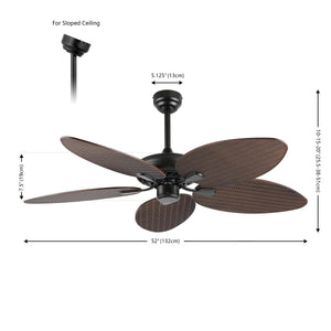 Raffles Bohemian Industrial Iron/Plastic Mobile-App/Remote-Controlled 6-Speed Palm Blade Ceiling Fan