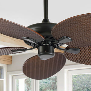 Raffles Bohemian Industrial Iron/Plastic Mobile-App/Remote-Controlled 6-Speed Palm Blade Ceiling Fan