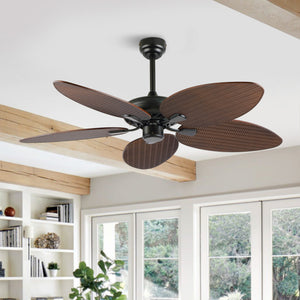 Raffles Bohemian Industrial Iron/Plastic Mobile-App/Remote-Controlled 6-Speed Palm Blade Ceiling Fan