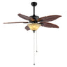 Poinciana 3-Light Coastal Bohemian Iron/Wood Palm Leaf LED Ceiling Fan with Pull Chain