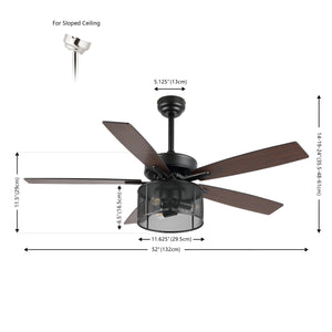 Max 3-Light Farmhouse Industrial Iron/Wood Mobile-App/Remote-Controlled LED Ceiling Fan