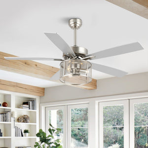 Max 3-Light Farmhouse Industrial Iron/Wood Mobile-App/Remote-Controlled LED Ceiling Fan