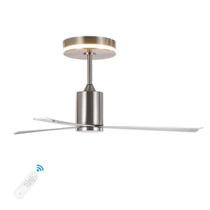 Levi 1-Light Contemporary Minimalist 6-Speed Iron Height Adjustable Integrated LED Ceiling Fan with Remote