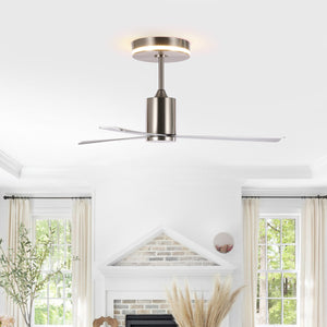 Levi 1-Light Contemporary Minimalist 6-Speed Iron Height Adjustable Integrated LED Ceiling Fan with Remote