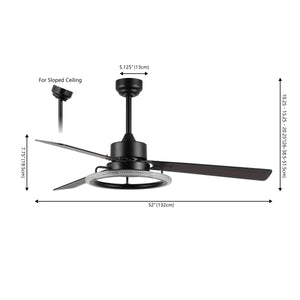 Remy 1-Light Modern Industrial Iron/Acrylic/Wood Remote-Controlled 6-Speed Integrated LED Ceiling Fan