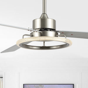 Remy 1-Light Modern Industrial Iron/Acrylic/Wood Remote-Controlled 6-Speed Integrated LED Ceiling Fan