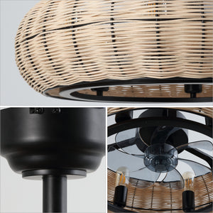 Cassidy 6-Light LED Metal Rattan Ceiling Fan with Remote