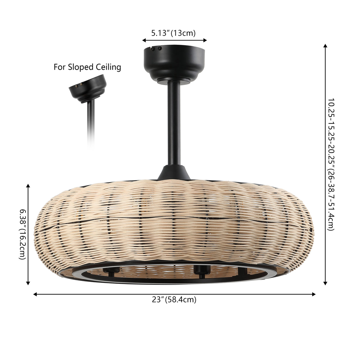 Cassidy 6-Light LED Metal Rattan Ceiling Fan with Remote