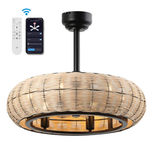 Cassidy 6-Light LED Metal Rattan Ceiling Fan with Remote