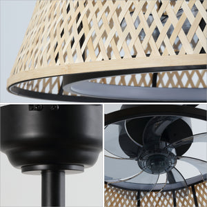 Cressida LED Ceiling Fan with Metal Frame and Bamboo Shade