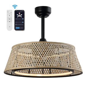 Cressida LED Ceiling Fan with Metal Frame and Bamboo Shade
