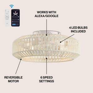 Rowan 4-Light Concealed-Blade Bohemian Ceiling Fan