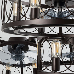 Celeste 6-Light Industrial LED Ceiling Fan with Metal Frame and Remote Control