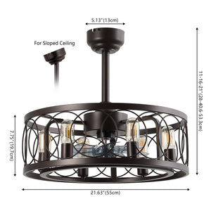 Celeste 6-Light Industrial LED Ceiling Fan with Metal Frame and Remote Control