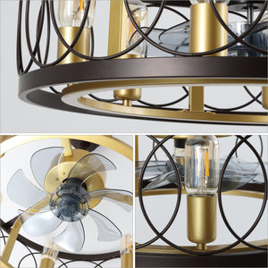 Celeste 6-Light Industrial LED Ceiling Fan with Metal Frame and Remote Control