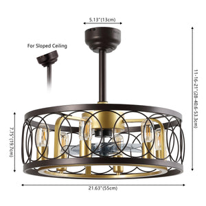 Celeste 6-Light Industrial LED Ceiling Fan with Metal Frame and Remote Control