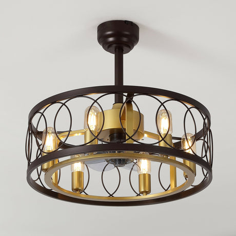 Celeste 6-Light Industrial LED Ceiling Fan, Metal, App/Remote, Caged Design