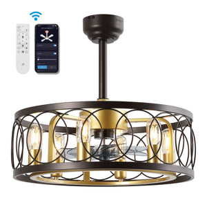 Celeste 6-Light Industrial LED Ceiling Fan with Metal Frame and Remote Control