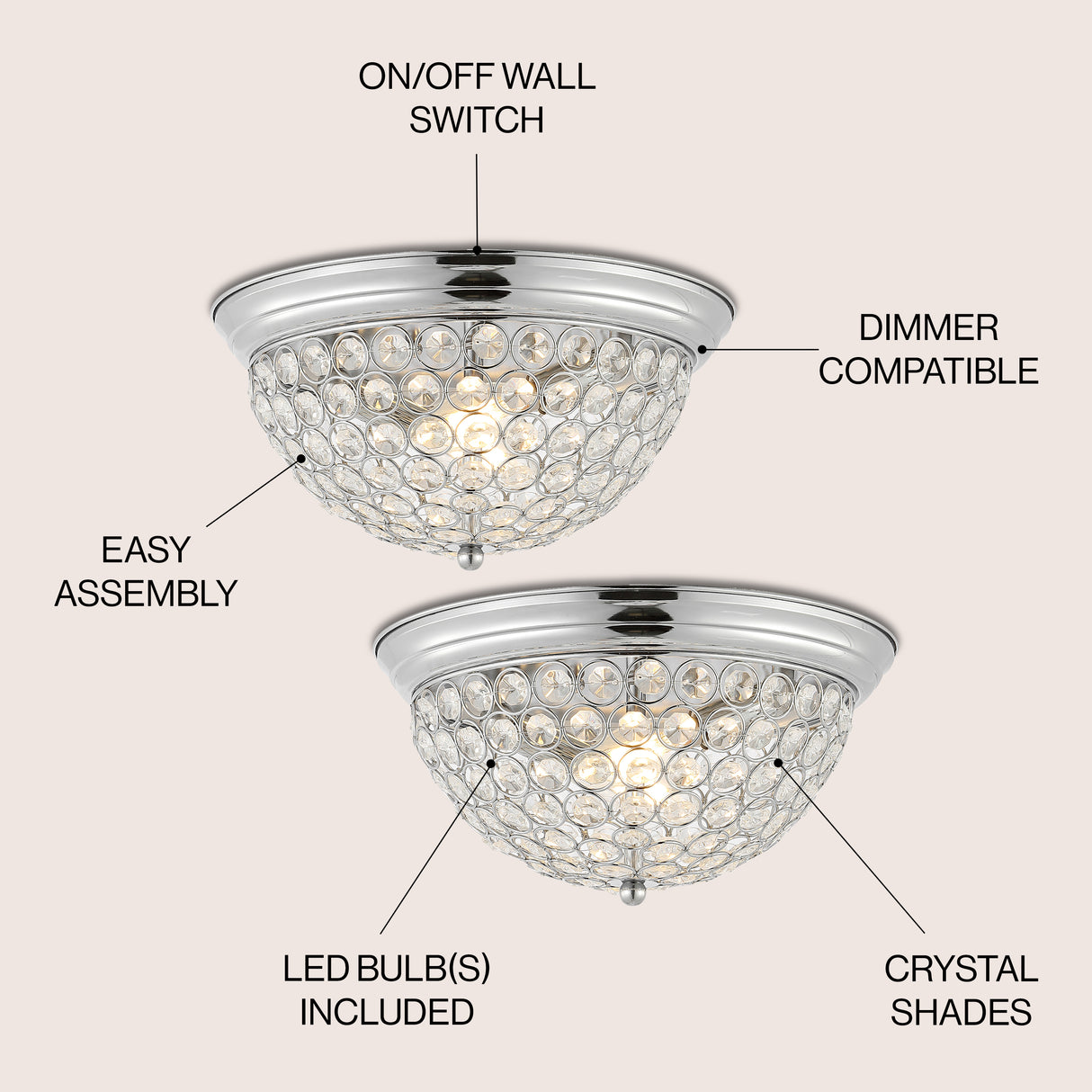 Malia 1-Light Traditional Transitional Iron LED Flush Mount
