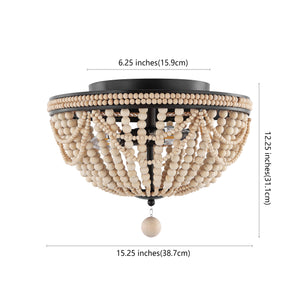 Dune 3-Light Bohemian Farmhouse Iron LED Semi Flush Mount