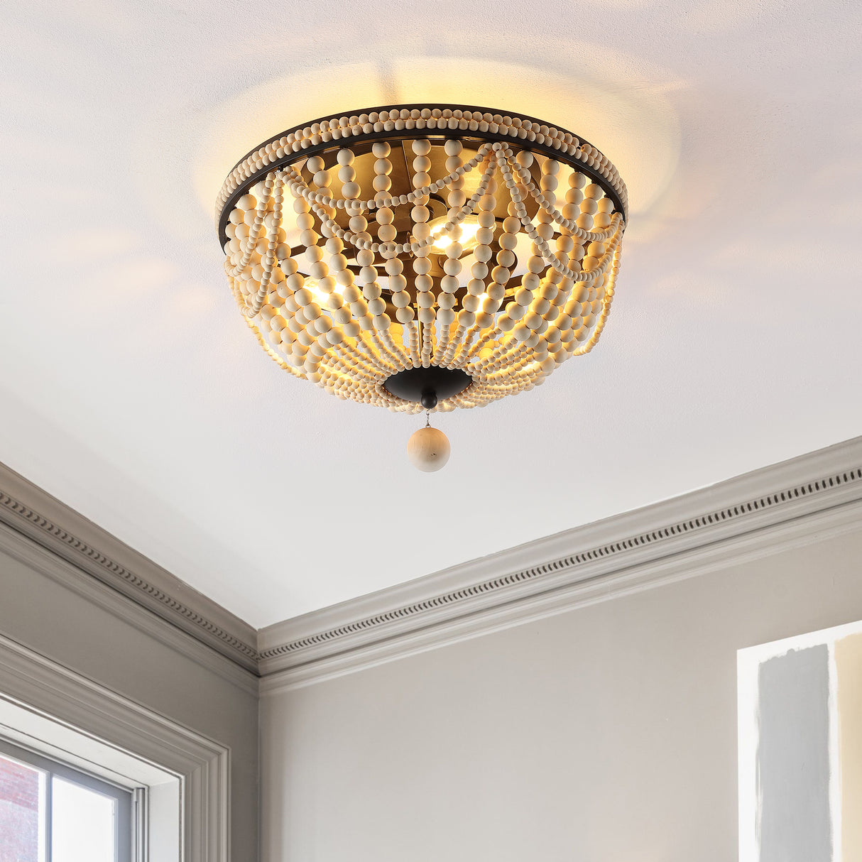 Dune 3-Light Bohemian Farmhouse Iron LED Semi Flush Mount