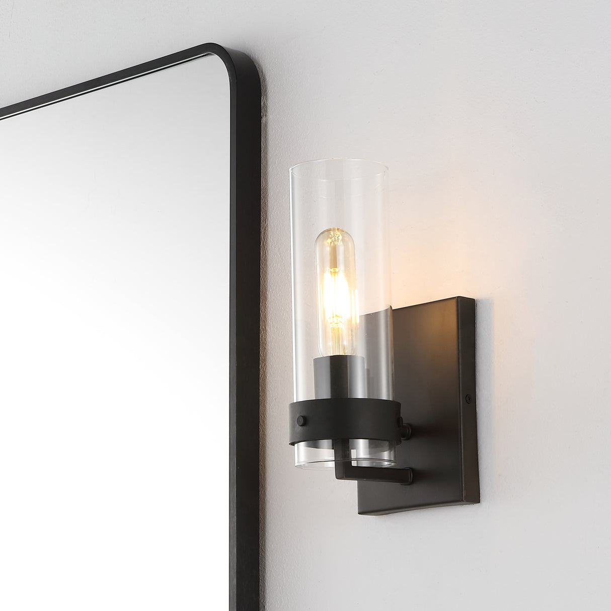 Harper-1-Light-Modern-Farmhouse-Iron/Glass-LED-Sconce-Wall-Sconces